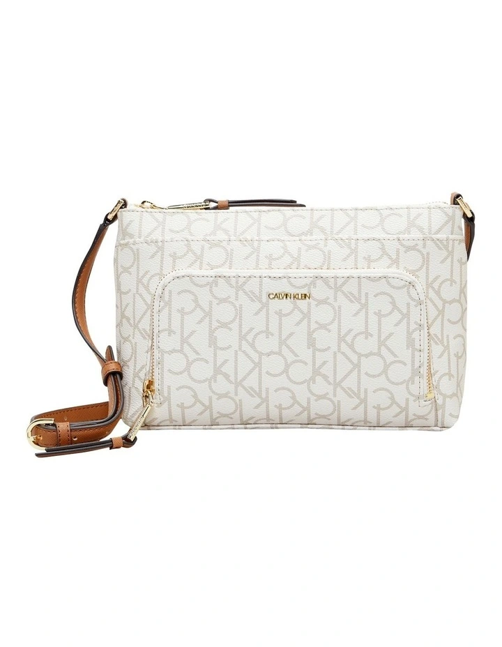 Faux Leather Crossbody Bag in White image 4