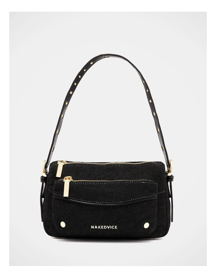 The Jacques Denim Shoulder Bag in Black image 1
