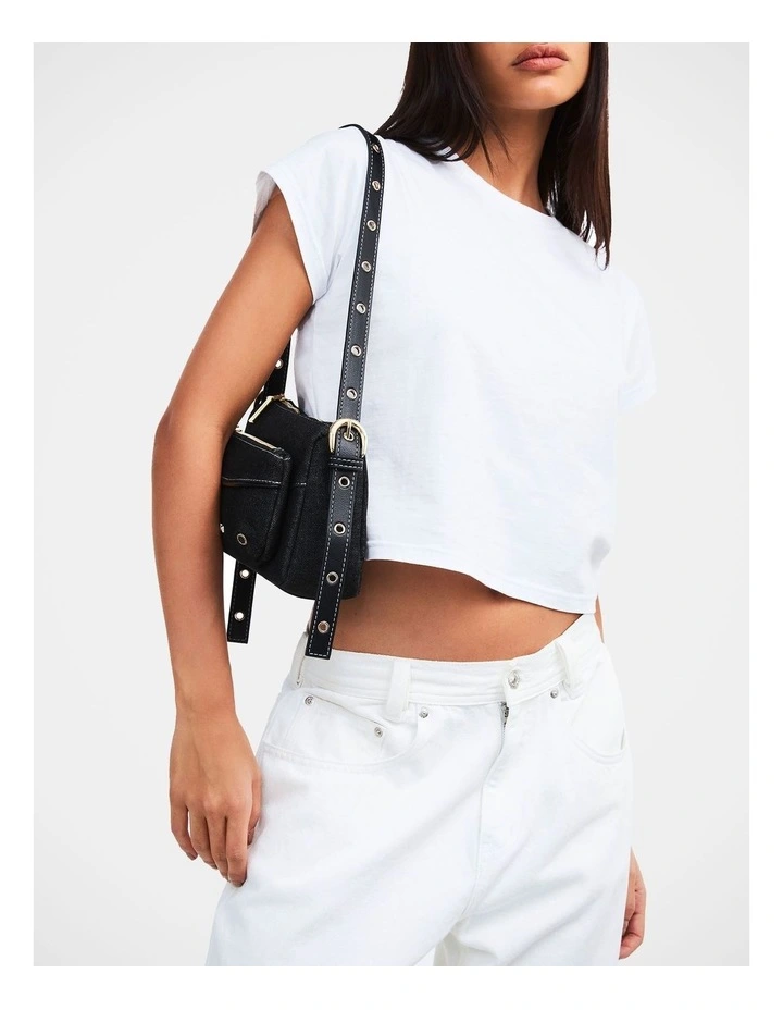 The Jacques Denim Shoulder Bag in Black image 2