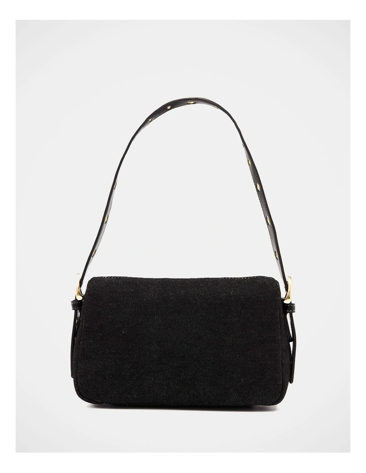 The Jacques Denim Shoulder Bag in Black image 3