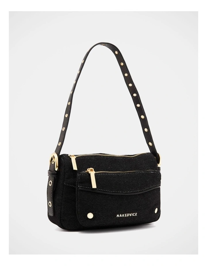 The Jacques Denim Shoulder Bag in Black image 4