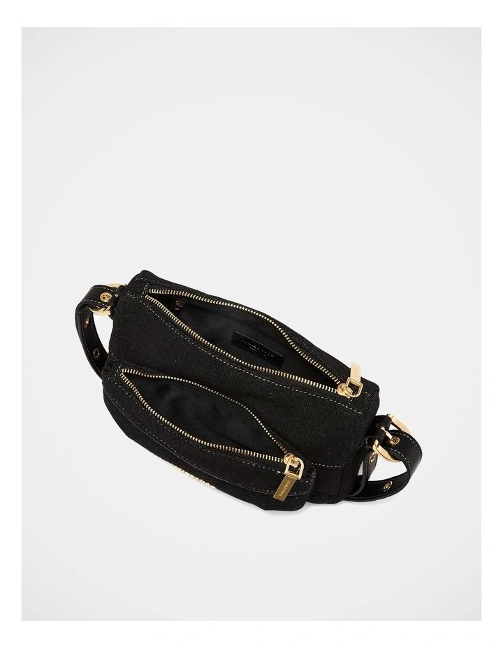 The Jacques Denim Shoulder Bag in Black image 5