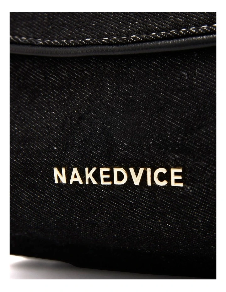 The Jacques Denim Shoulder Bag in Black image 6