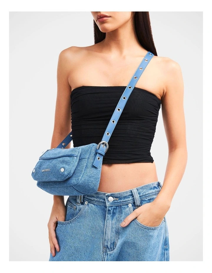 The Jacques Denim Shoulder Bag in Blue image 2