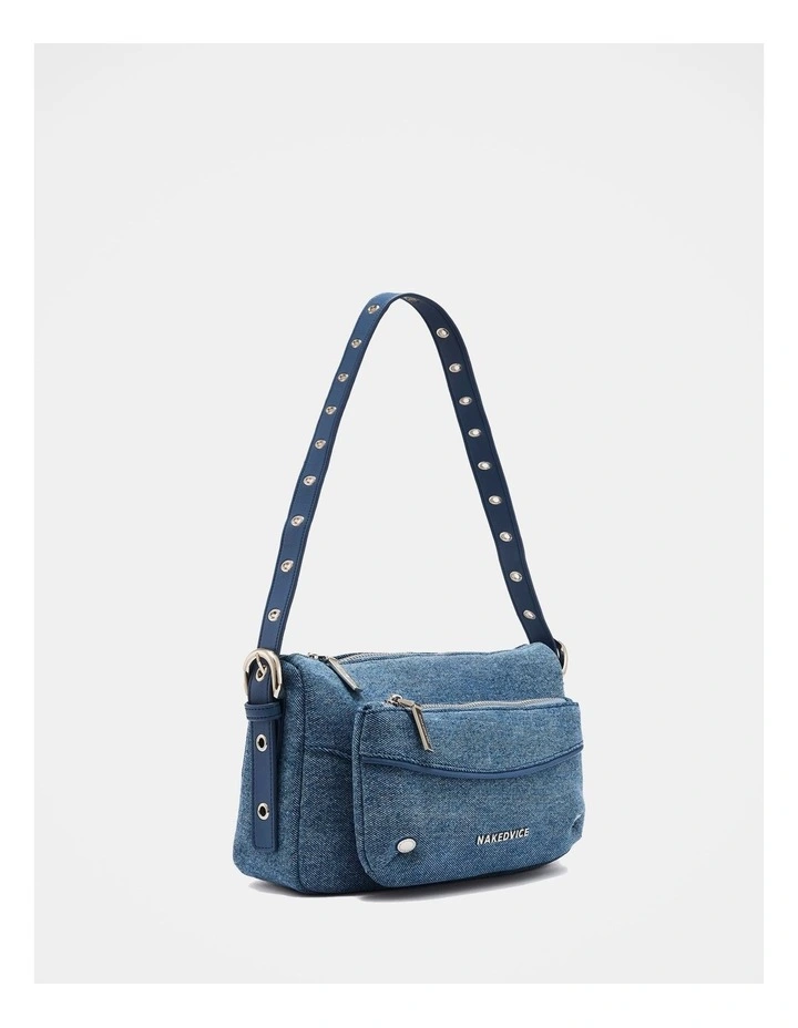 The Jacques Denim Shoulder Bag in Blue image 3