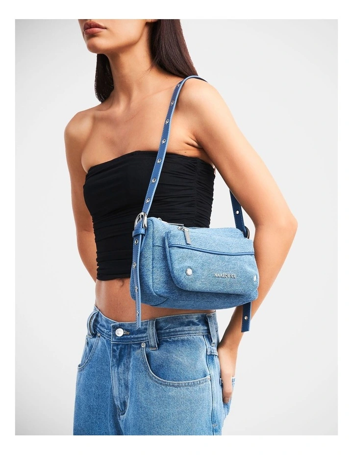 The Jacques Denim Shoulder Bag in Blue image 5