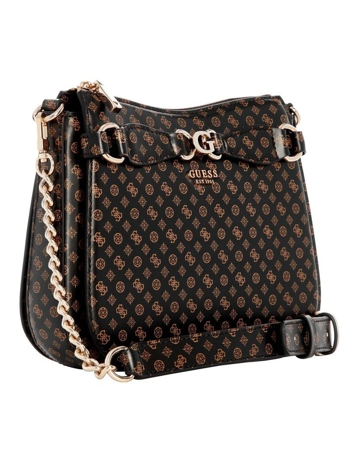 Guess Arlena Logo Crossbody Hobo Bag in Mocha MYER