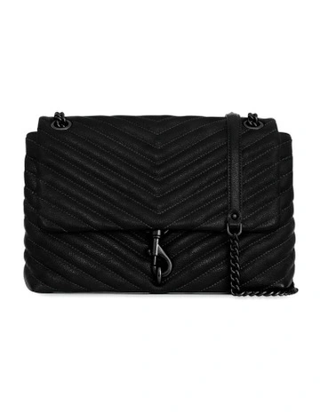 Edie Flap Shoulder Bag in Black