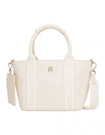 Logo Tape Crossbody Tote Bag in White