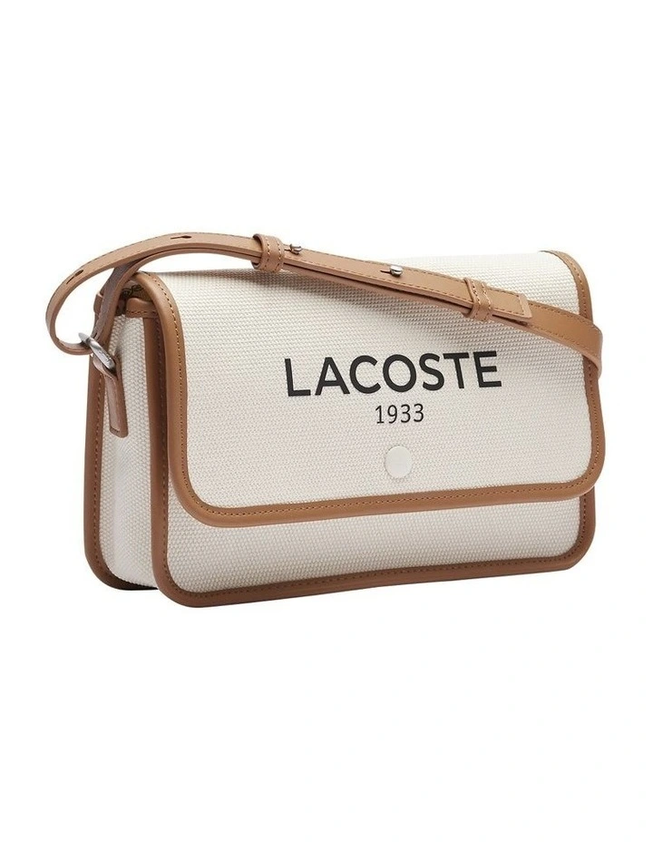 Lacoste Heritage Canvas Flap Close Cotton Shoulder Bag in Natural