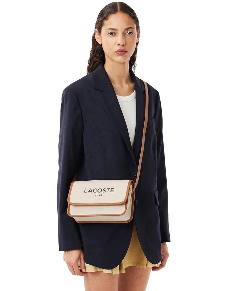 Lacoste Heritage Canvas Flap Close Cotton Shoulder Bag in