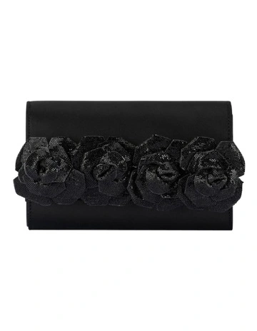 Stella Rosette Clutch Bag in Black