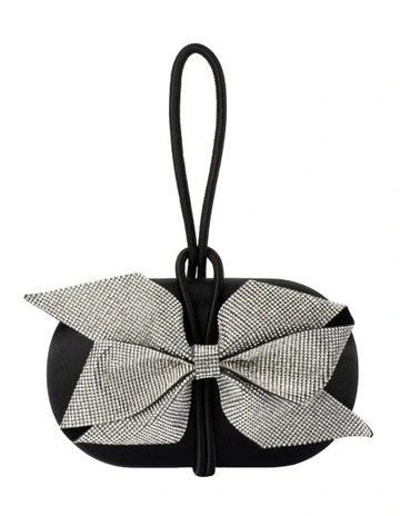Paisley Bow Trim Clutch Bag in Black