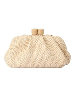Addison Woven Clutch Bag in White