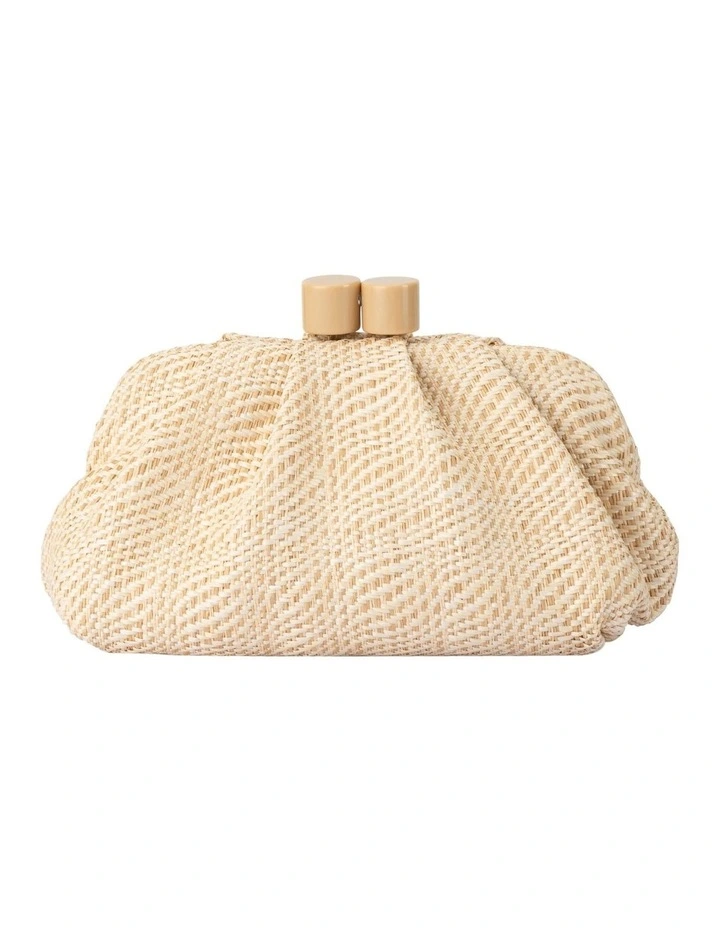 Addison Woven Clutch Bag in White image 1