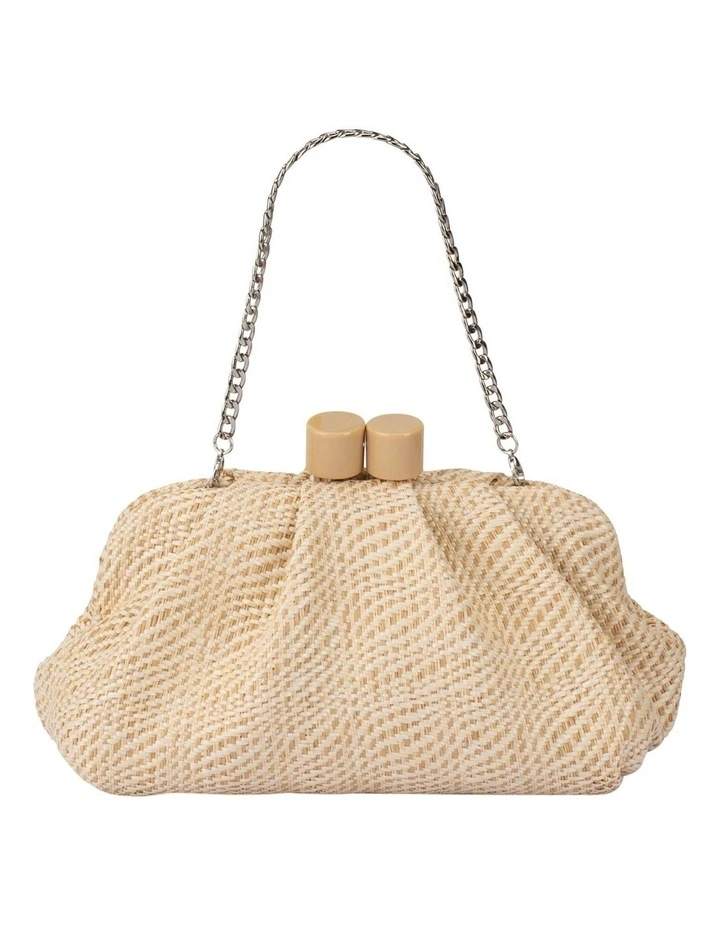 Addison Woven Clutch Bag in White image 6