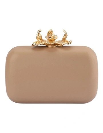 Adele Orchid Lock Clutch Bag in Natural