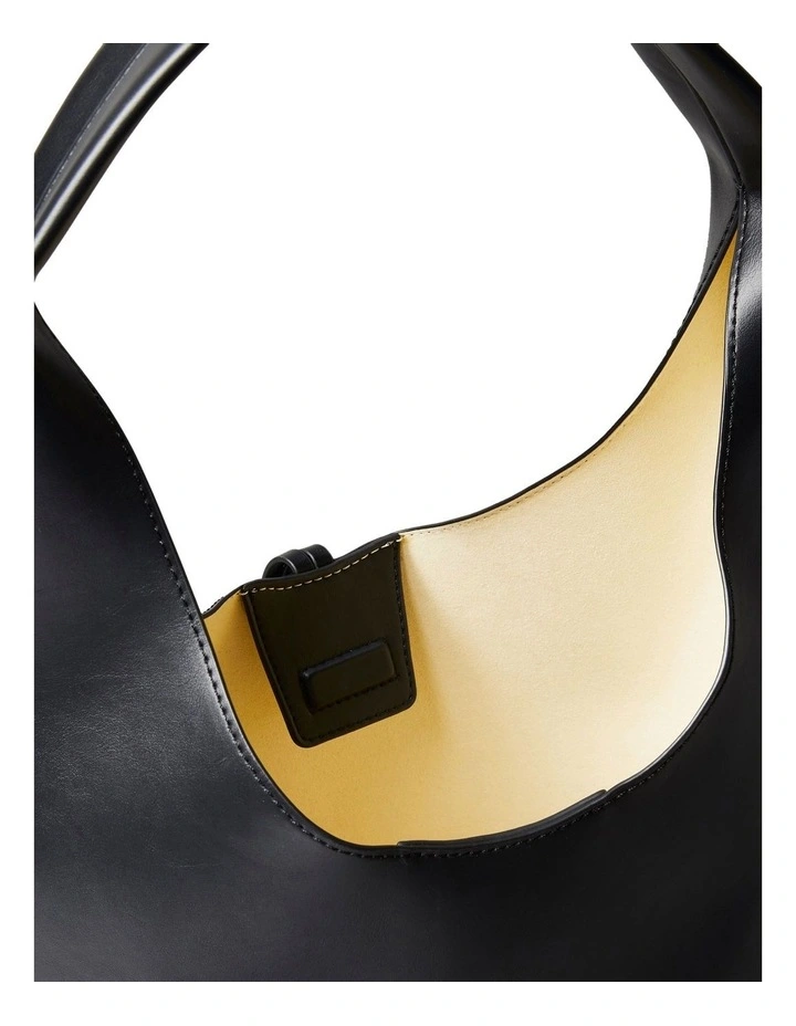 Stone Lock Slouchy Large Shoulder Bag in Black image 4