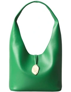 Stone Lock Slouchy Small Shoulder Bag in Emerald Chip