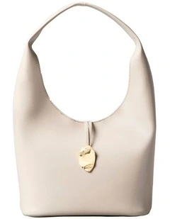 Stone Lock Slouchy Small Shoulder Bag in Brown