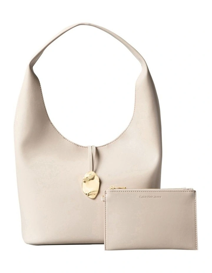 Stone Lock Slouchy Small Shoulder Bag in Brown image 3