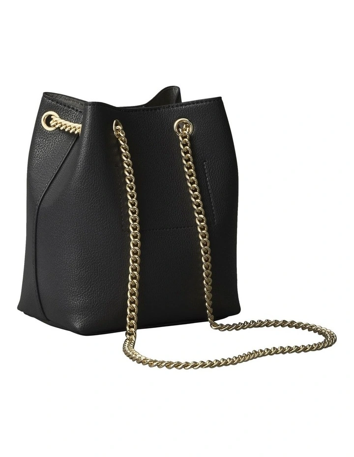 Minimal Monogram Bucket Bag in Black image 2
