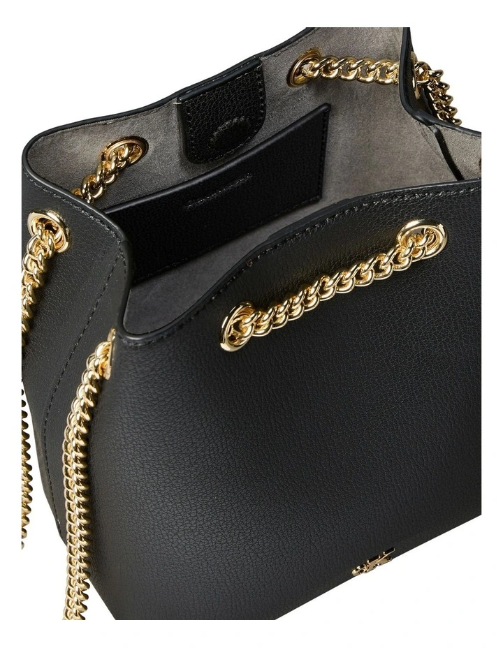Minimal Monogram Bucket Bag in Black image 3