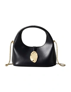 Stone Lock Slouchy Mini Crossbody Bag in Black