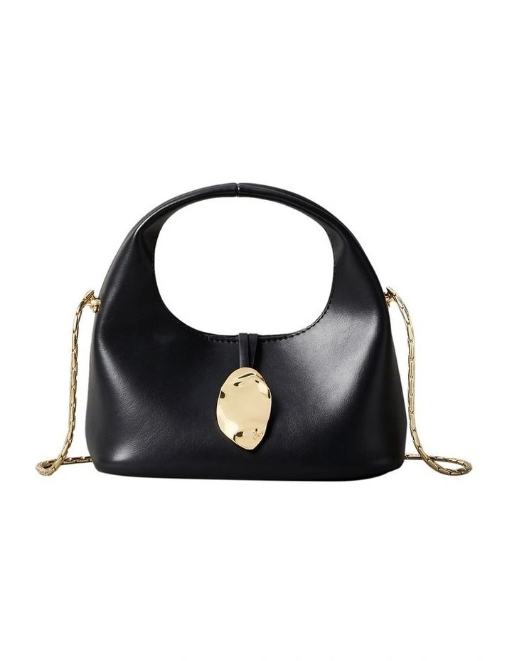Stone Lock Slouchy Mini Crossbody Bag in Black image 1