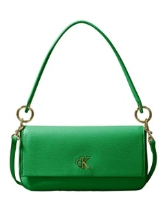 Minimal Monogram Shoulder Bag in Emerald Chip