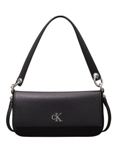 Minimal Monogram Shoulder Bag in Black