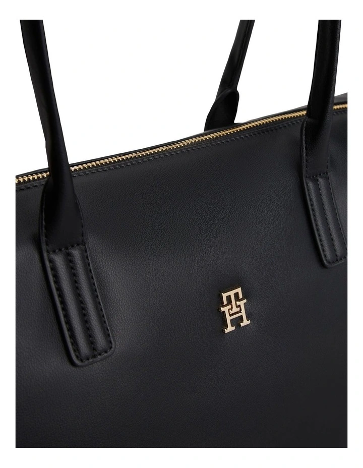 Soft TH Monogram Tote Bag in Black image 4