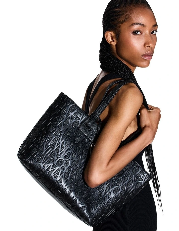 Liz Pebble Shopper Tote Bag in Black image 2