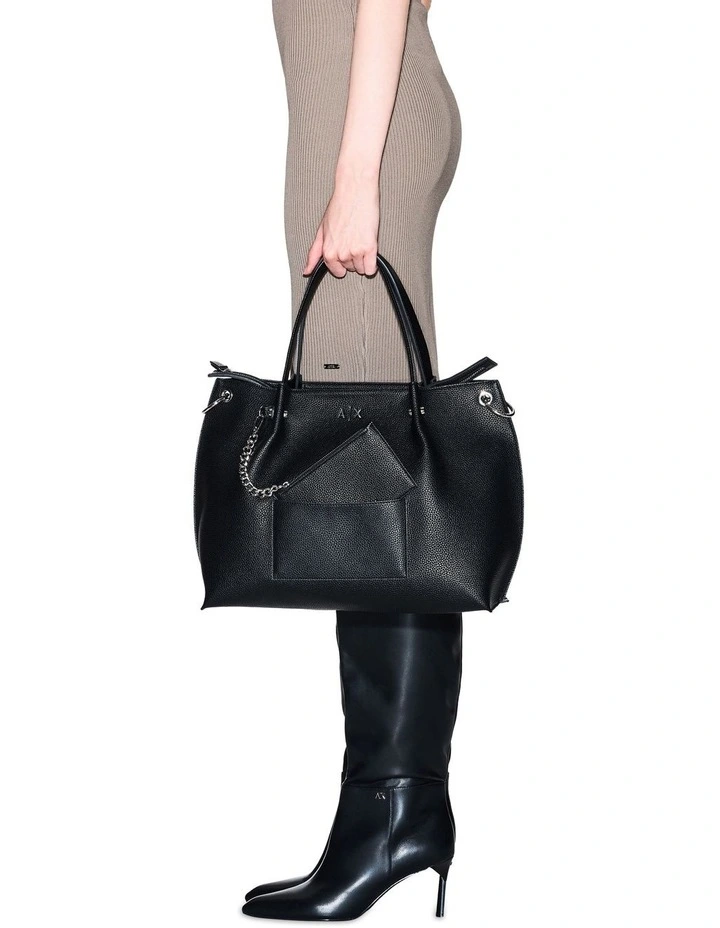 Mila Shopper Tote Bag in Black image 2