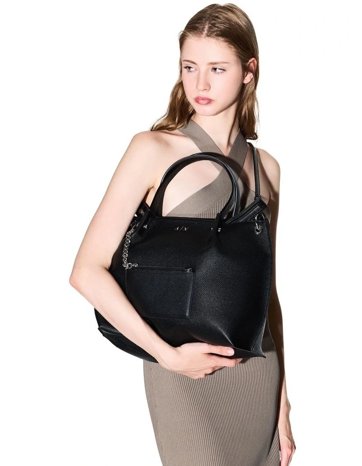 Mila Shopper Tote Bag in Black image 7