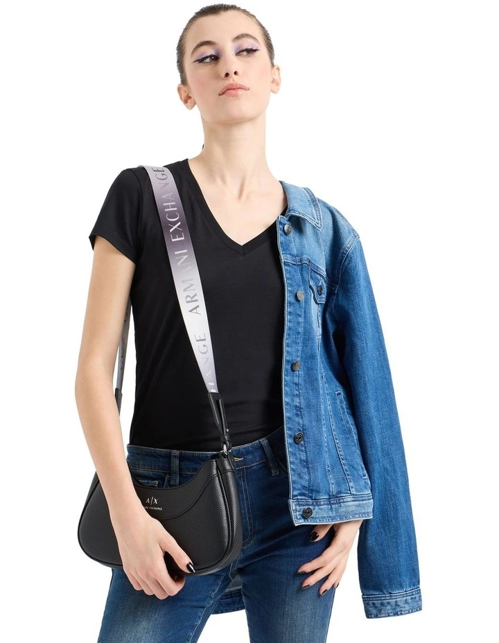 Wave Small Shoulder Bag in Black image 7