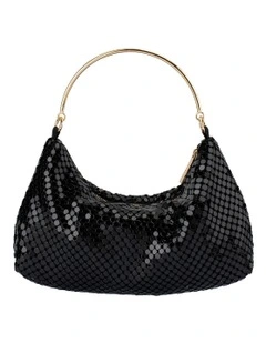 Daphne Mesh Clutch Bag in Black