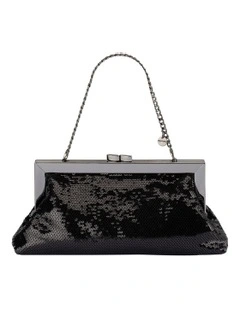 Zephyr Sequin Clutch Bag in Black