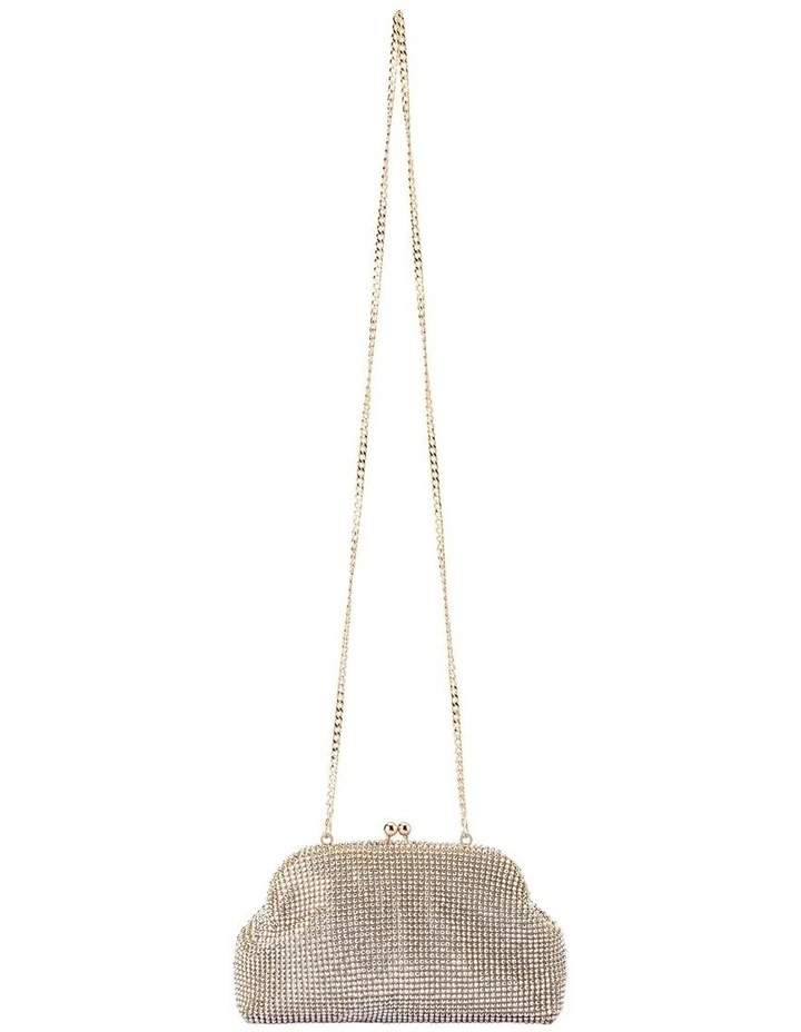 Ela Crystal Mesh Clutch Bag in Champagne image 3