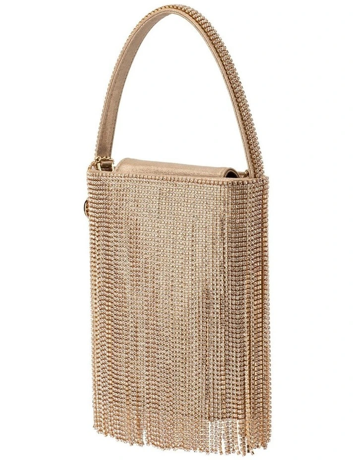 Billie Crystal Fringe Top Handle in Champagne image 3