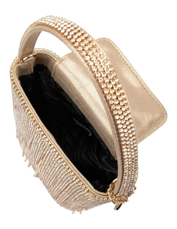 Billie Crystal Fringe Top Handle in Champagne image 5