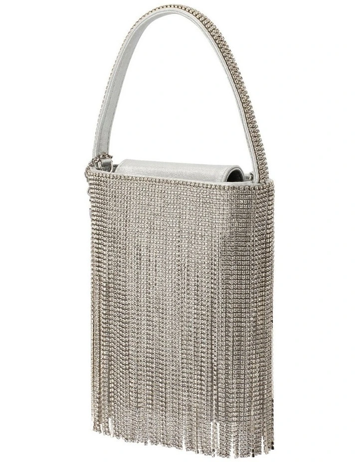 Billie Crystal Fringe Top Handle Bag in Silver image 3