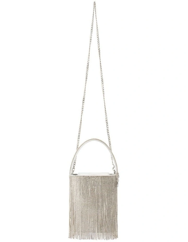 Billie Crystal Fringe Top Handle Bag in Silver image 4