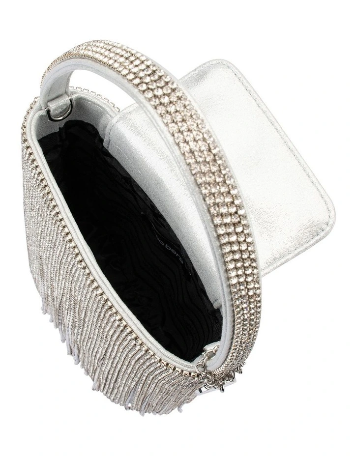 Billie Crystal Fringe Top Handle Bag in Silver image 5