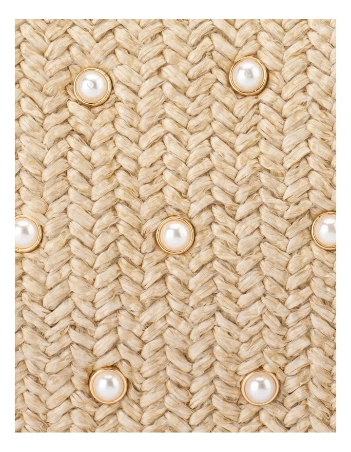 Kaia Studded Woven Clutch Bag in Natural image 6