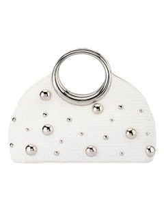 Charlotte Woven Top Handle Bag in White