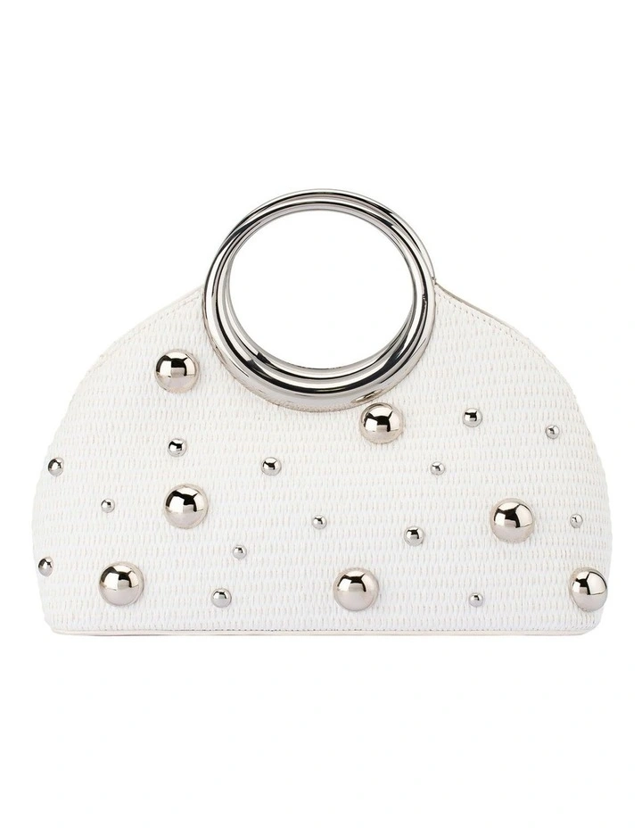 Charlotte Woven Top Handle Bag in White image 1