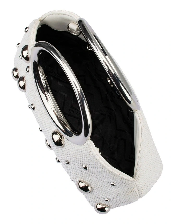 Charlotte Woven Top Handle Bag in White image 5