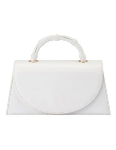 Phoebe Bamboo Top Handle Bag in White
