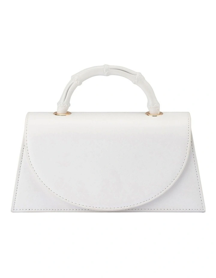Phoebe Bamboo Top Handle Bag in White image 1